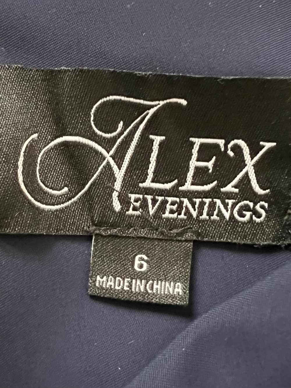 Alex Evenings Faux Wrap Cascade Ruffle Jersey Gown Navy Blue NWT Size 6 - Picture 11 of 16